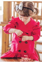 Red Loose Mid-Length Trench Coat