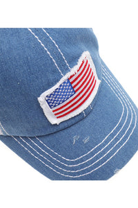 Medium Denim American Flag Baseball Hat