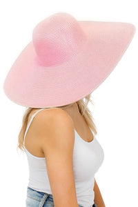Pink Heavy Weight Wide Brim Floppy Paper Straw Sun Hat