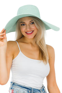 Mint Heavy Weight Wide Brim Floppy Paper Straw Sun Hat