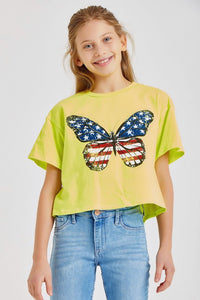 Neon Yellow Graphic Printed Crop Top