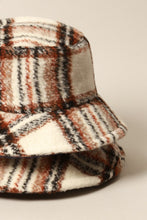 Brown Winter Plaid Pattern Wool Blend Bucket Hat