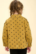 Gold Mustard Washed Star Print Button Down Jacket