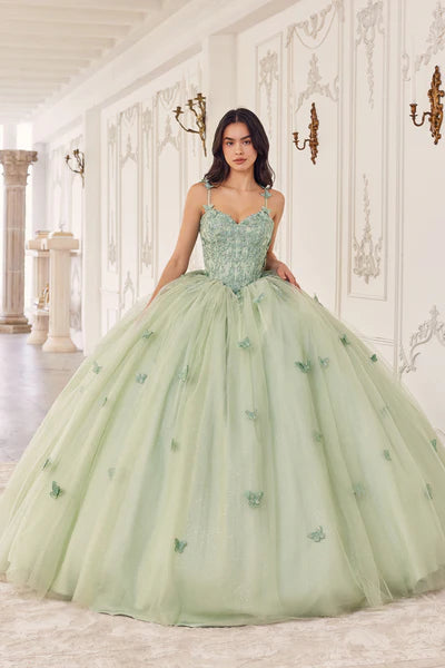 Sage Layered Tulle Ball Gown