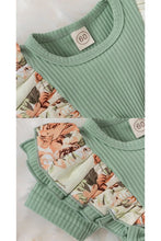 Mint Infant/Toddler Flower Print Onesies With Bow