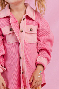 Washed Pink Washed Knit Pockets Jacket