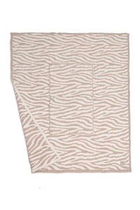 Beige 2 In 1 Zebra Print Throw Blanket & Pillow
