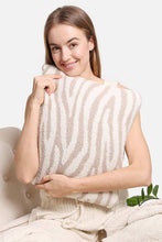 Beige 2 In 1 Zebra Print Throw Blanket & Pillow