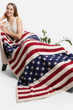 Red/Navy American Flag Print Luxury Soft Throw Blanket