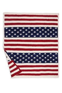Red/Navy American Flag Print Luxury Soft Throw Blanket