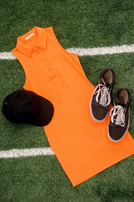 Orange Polo Tennis Babe Bodycon Ribbed Dress – Aquarius Brand