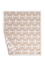 Beige Fleur De Lis Pattern Luxury Soft Throw Blanket