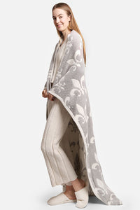 Gray Fleur De Lis Pattern Luxury Soft Throw Blanket