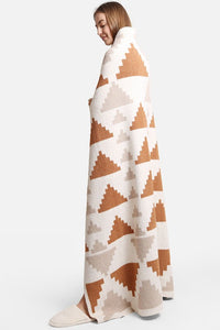 Ivory Tribal Pyramid Pattern Luxury Soft Throw Blanket