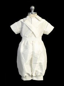 White New Boys Baptism Suspender Outfit.
