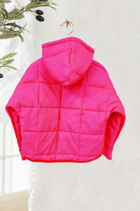 Fuchsia Solid Quilted Padded Jacket