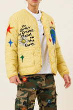 Yellow Planet Earth Quilted Liner Jacket