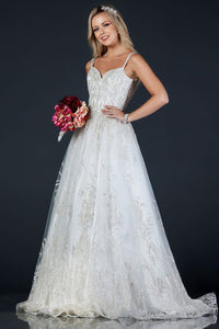 Off-White Strap Lace Beaded Wedding Dress
