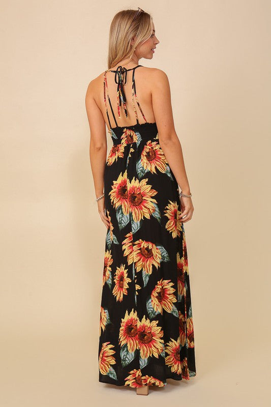 Black Sunflower Sleeveless Maxi Dress – Aquarius Brand