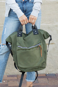 Army Green Everyday Backpack Tote