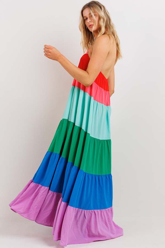 Multi Color Block Maxi Dress Aquarius Brand Multi Color Block Maxi Dress Aquarius Brand