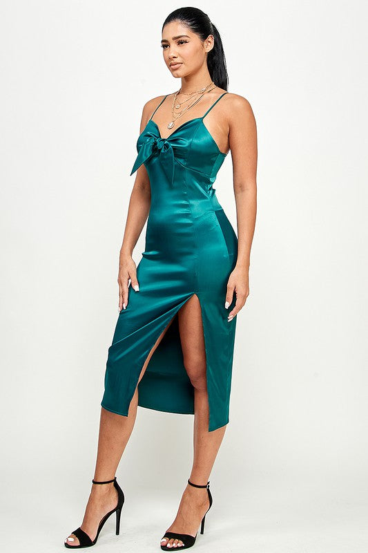knee length dresses for ladies Lilac Satin Cowl Neck Midi Bodycon Dress main image 1