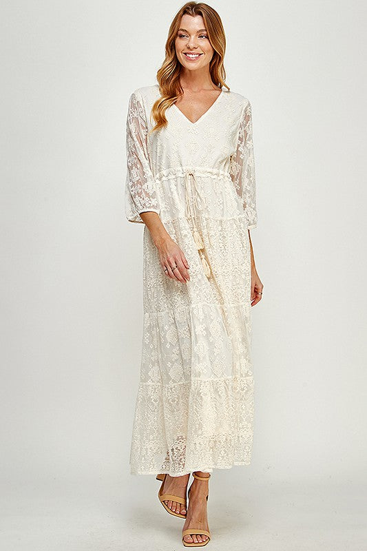 Cream Lace Midi Dress Aquarius Brand Cream Lace Midi Dress Aquarius Brand