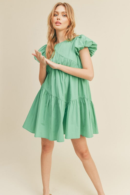 Emerald Asymmetric Babydoll Mini Dress Aquarius Brand Emerald Asymmetric Babydoll Mini Dress Aquarius Brand