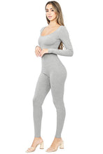 H Grey Snatched Scoop Neck Long Sleeve Jumpsuits
