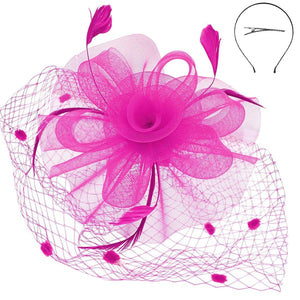 Floral Mesh Netting Veil Fascinator W Headband