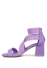 Lilac Elastic Strappy Block Heel Sandals