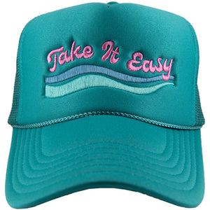 Take It Easy Foam Trucker Hat Deep Teal