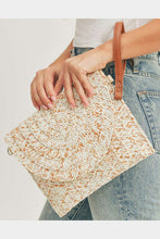 Ivory Straw Envelope Wristlet Clutch / Crossbody Bag