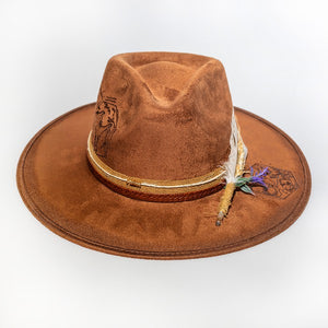 Camel Noah Western Hat With Feather Handmade