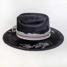 Black Liza Painted Detail Western Hat Handemade