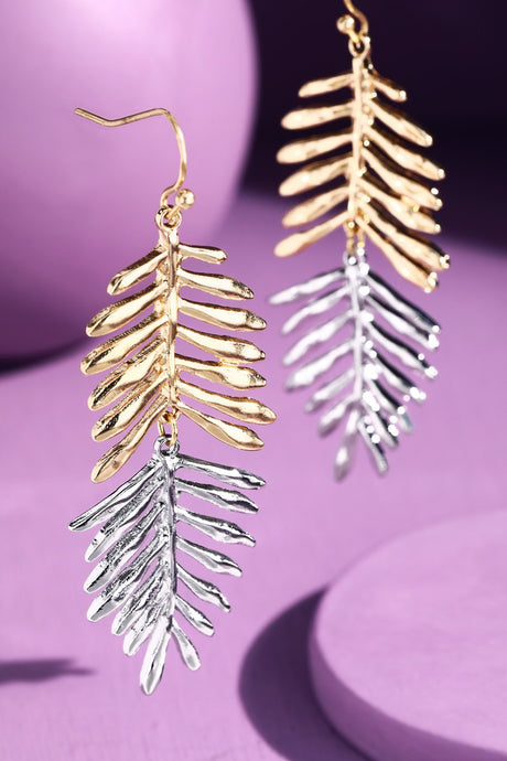 Gold/Silver Metal Leaf Dangle Earrings