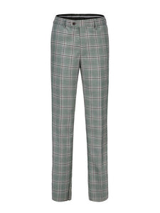 Green Men's Slim-Fit 3PC Check Plaid Suit - Short
