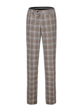Light Brown Men's Slim-Fit 3PC Check Plaid Suit - Short