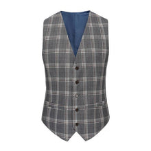 Grey Men's Slim-Fit 3PC Check Plaid Suit - Short
