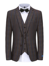 Brown Men's Slim-Fit 3pc Blue Check Plaid Suit - Regular