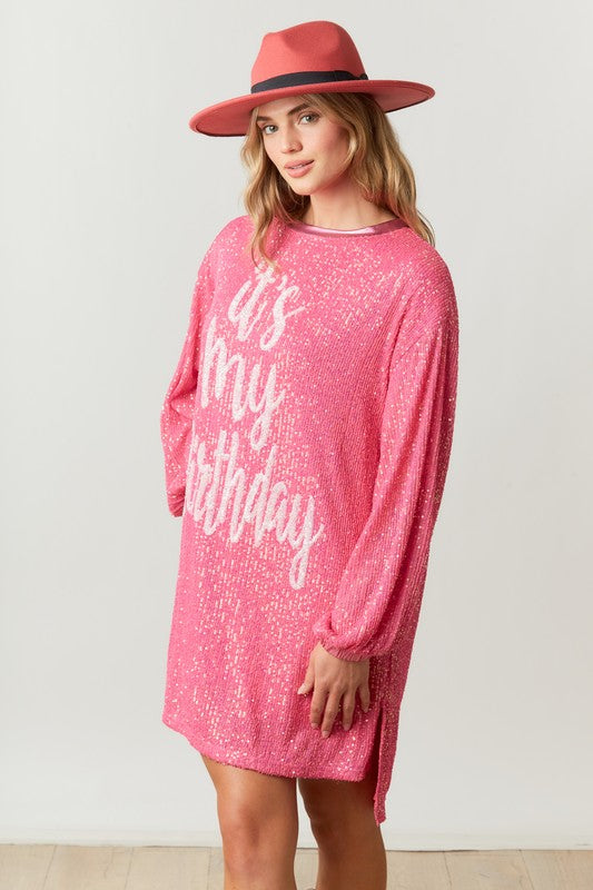 Pink It's My Birthday Sequin Dress – Aquarius Brand