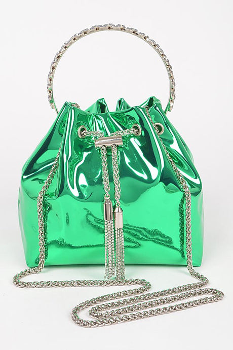 Green Holograme Bucket Bag W/Stone Handle