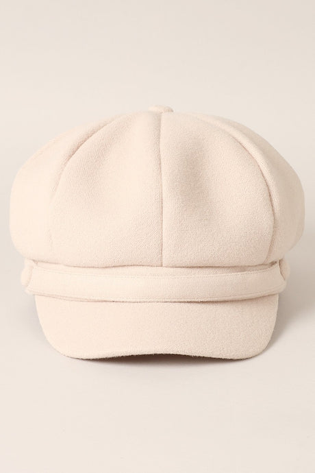 Beige Solid Color Casual Newsboy Cap Cabbie Hat