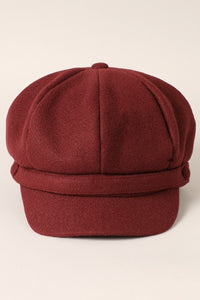 Burgundy Solid Color Casual Newsboy Cap Cabbie Hat