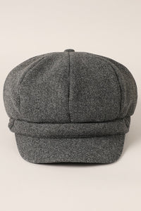 Charcoal Solid Color Casual Newsboy Cap Cabbie Hat