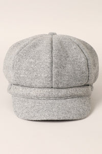 Gray Solid Color Casual Newsboy Cap Cabbie Hat