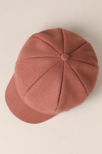 Dusty Pink Solid Color Casual Newsboy Cap Cabbie Hat