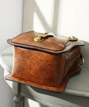 Brown Clock Shaped Pu Leather Backpack