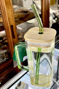 Green Straw heat-resistant flat bottomed heatable cup
