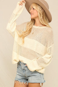 Ivory A Lightweight Ease To A Mixed Stitch Sweater